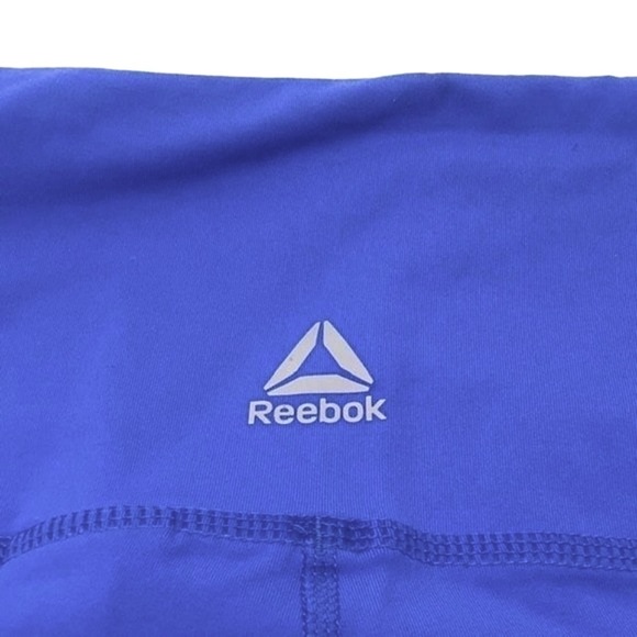 🌺 Reebok Lux Speedwick Tights Acid Blue Colorblock Leggings Size S - Picture 7 of 8